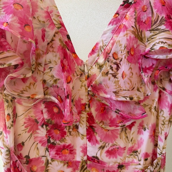 🆕 BYTIMO Organza Floral Tieback Maxi Dress in Pink Daisy Sz XS - Picture 7 of 8